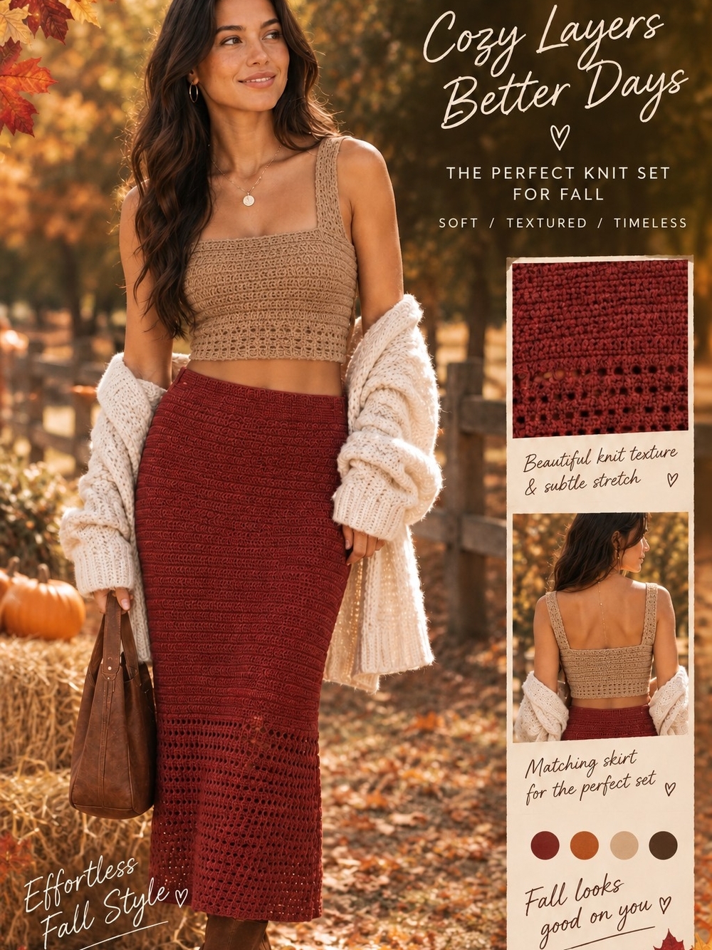 Nine West Rust Red Knit Midi Skirt
